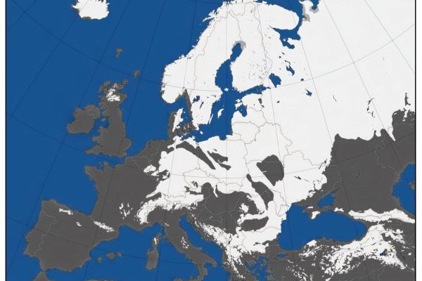 Согласно спутниковым данным, впервые в этом веке накануне зимы около 60% территории континентальной Европы покрыто снегом..