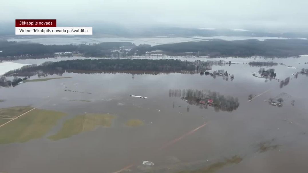 Масштабный разлив рек во время половодья в Латвии, 29 февраля 2024.