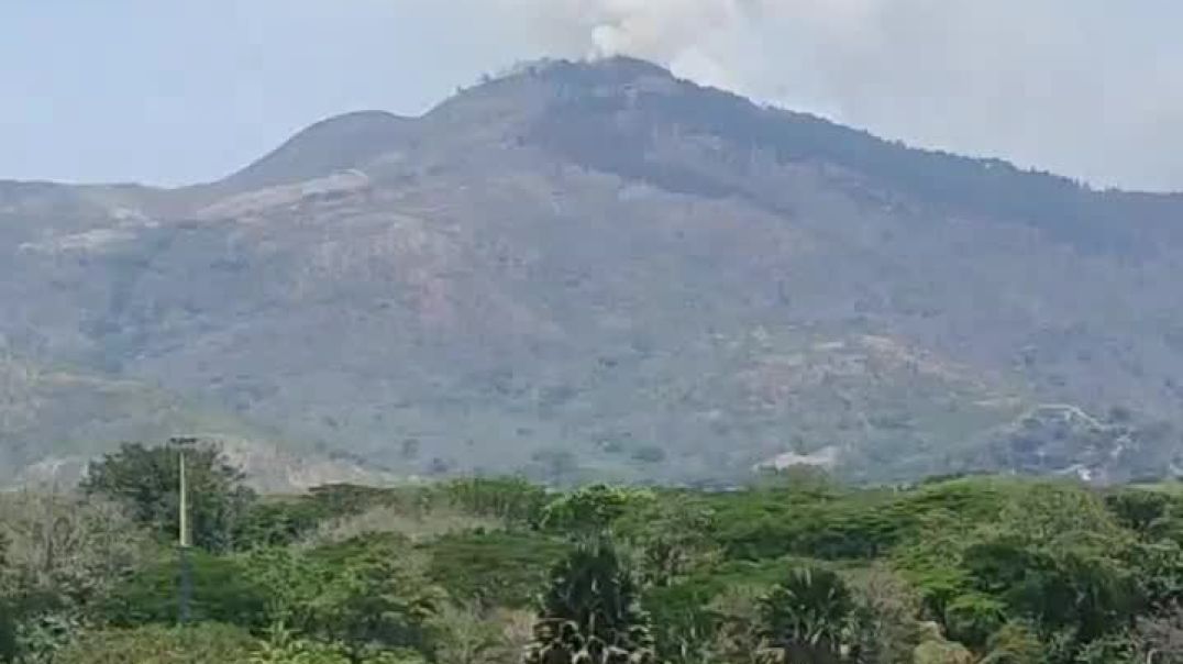⁣Лесной пожар разгорается на горе Монте-Эль-Кафе в Валенсии, Карабобо, Венесуэла, на фоне температуры