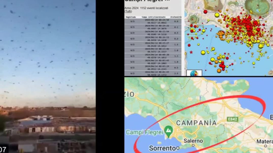 Серия землетрясений в районе Флегрейских полей и массовая миграция птиц из итальянского Неаполя и ок