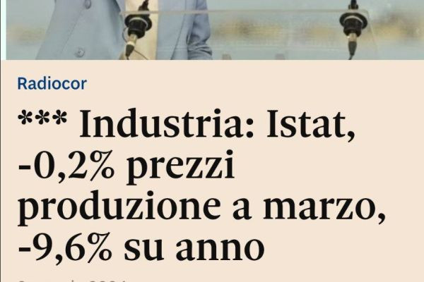 Объем промышленного производства в Италии упал на 9,6% год к году